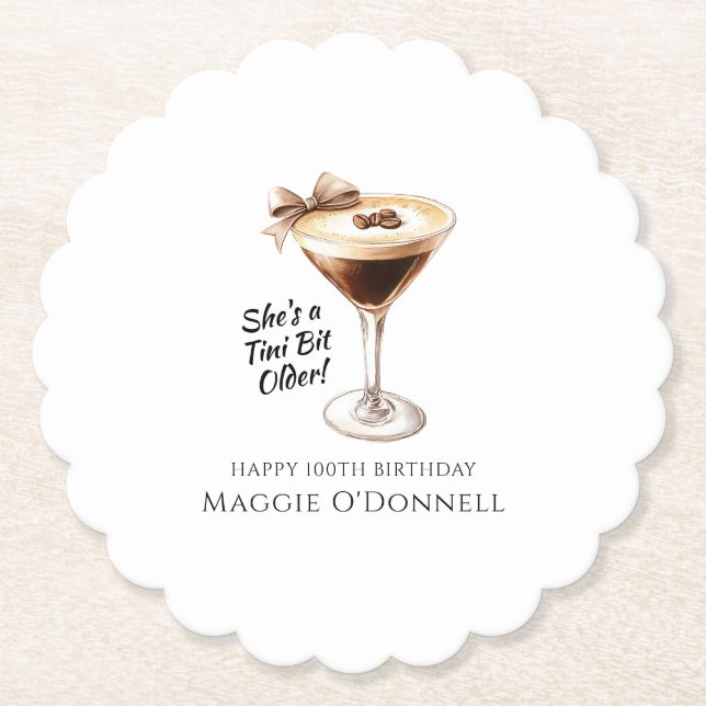 Custom Coaster 100th Birthday Espresso Martini (Front)