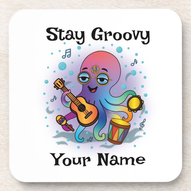 Custom Coaster | Retro Octopus | Name & Text (Front)