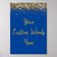Custom Cobalt Blue Gold Birthday Party Photo Prop