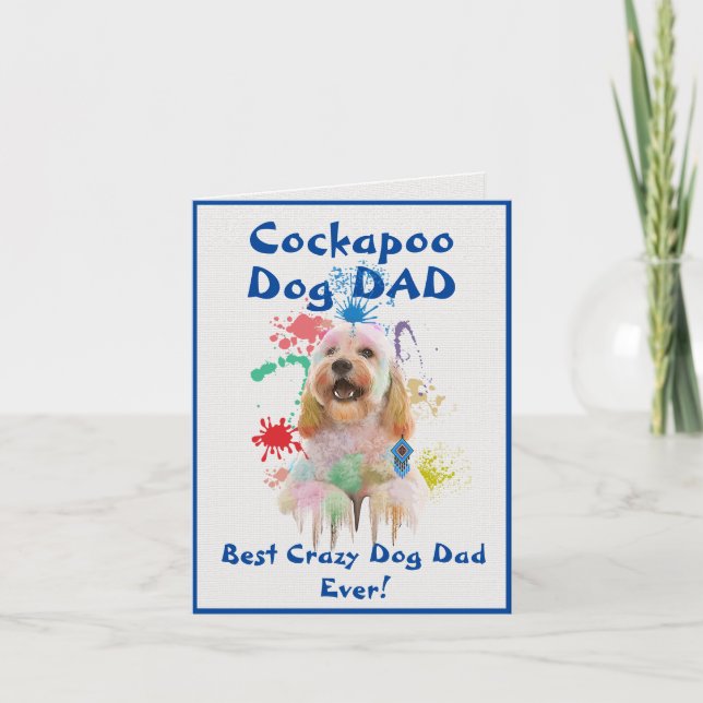 Custom Cockapoo Dad Dog Best Crazy Dog Dad Digital Card (Front)
