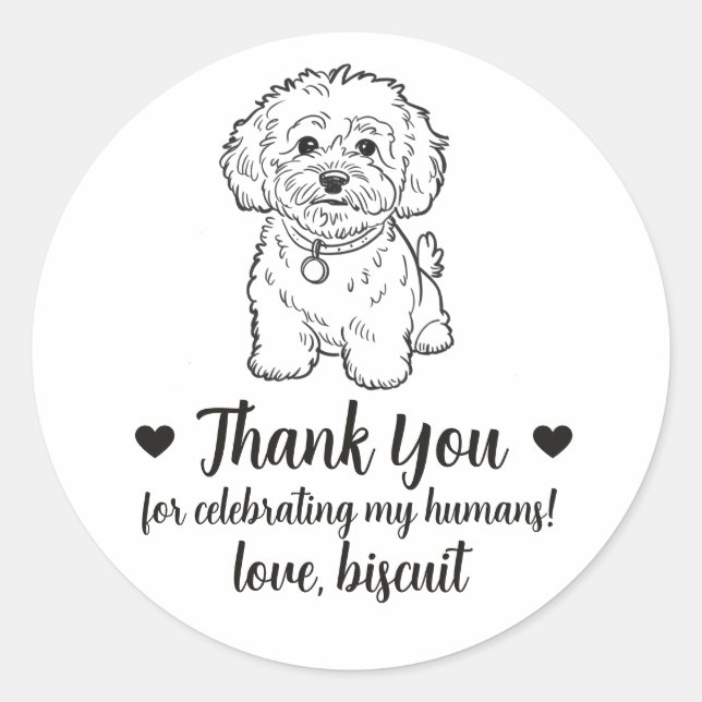 Custom Cockapoo Dog Wedding Favour Stickers (Front)