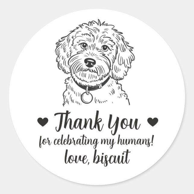 Custom Cockapoo Dog Wedding Favour Stickers (Front)