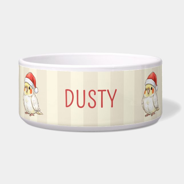 Custom Cockatiel Wearing Santa Hat  (Front)