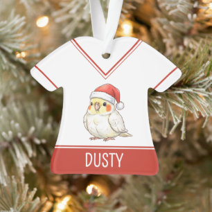 Custom Cockatiel Wearing Santa Hat First Christmas Ornament