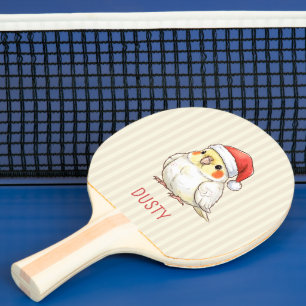 Custom Cockatiel Wearing Santa Hat Ping Pong Paddle
