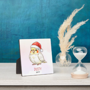 Custom Cockatiel Wearing Santa Hat Plaque