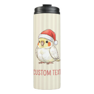 Custom Cockatiel Wearing Santa Hat Thermal Tumbler