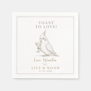 Custom Cockatiel Wedding Bird Illustration Sketch Napkin