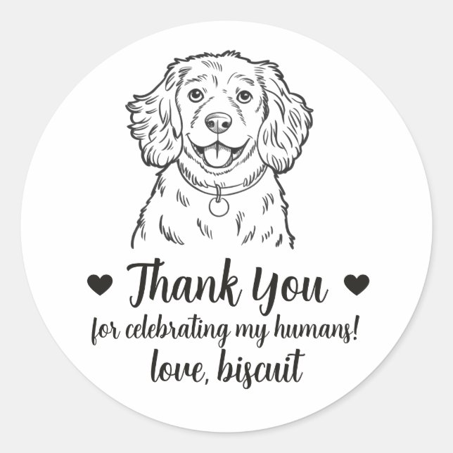 Custom Cocker Spaniel Dog Wedding Favour Stickers (Front)