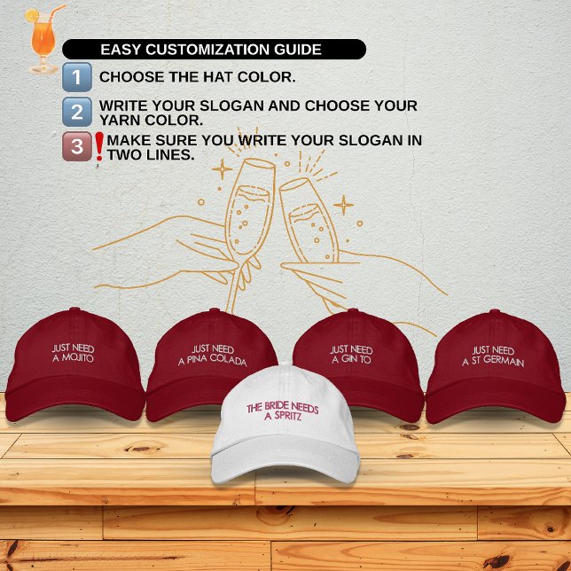 Custom Cocktail Bachelorette Party Bride Hat (Creator Uploaded)