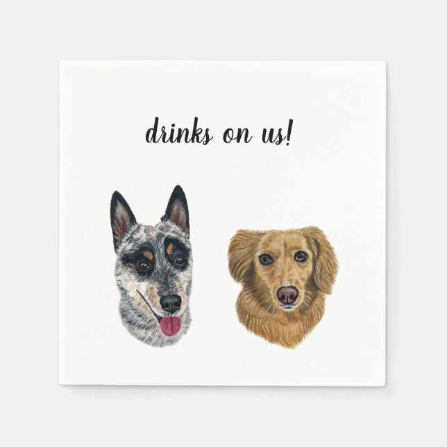  Custom Cocktail Napkin- Dogs Napkin (Front)