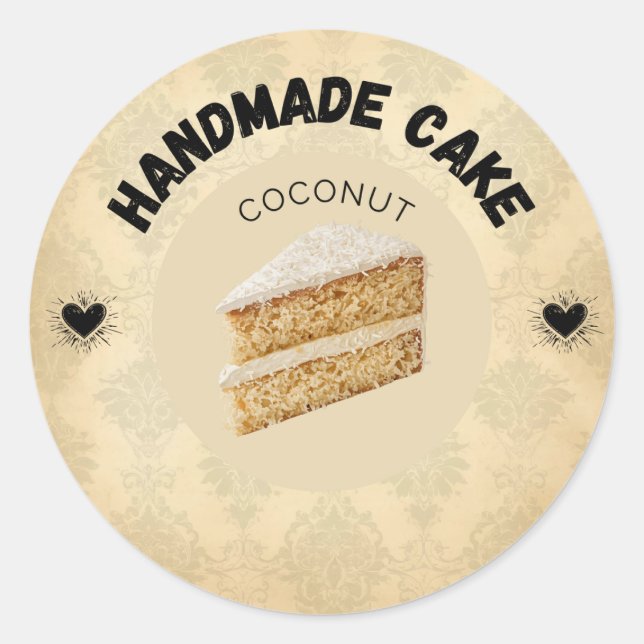 Custom Coconut Cake Labels | Personalised Bakery P (Front)