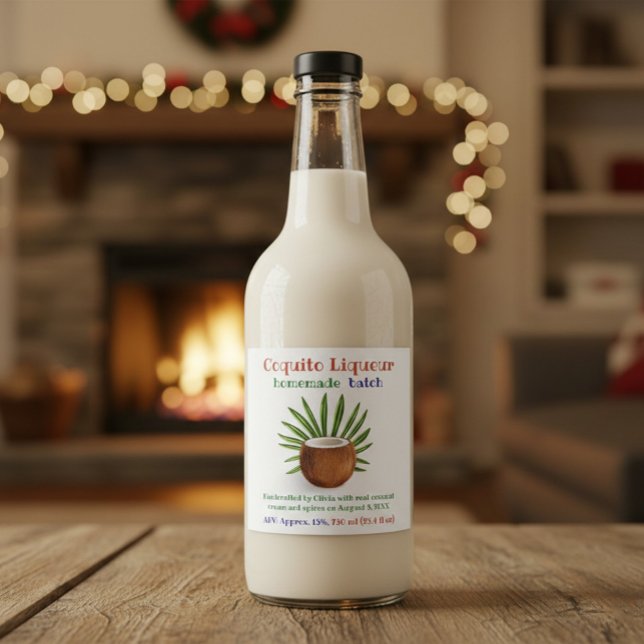  Custom Coconut Holiday Coquito Liqueur Label  (Creator Uploaded)