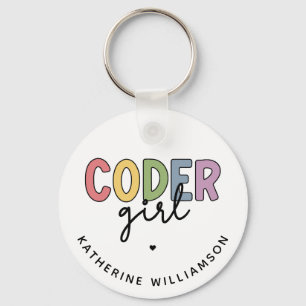 Custom Coder Girl Programmer Girl Gifts Key Ring