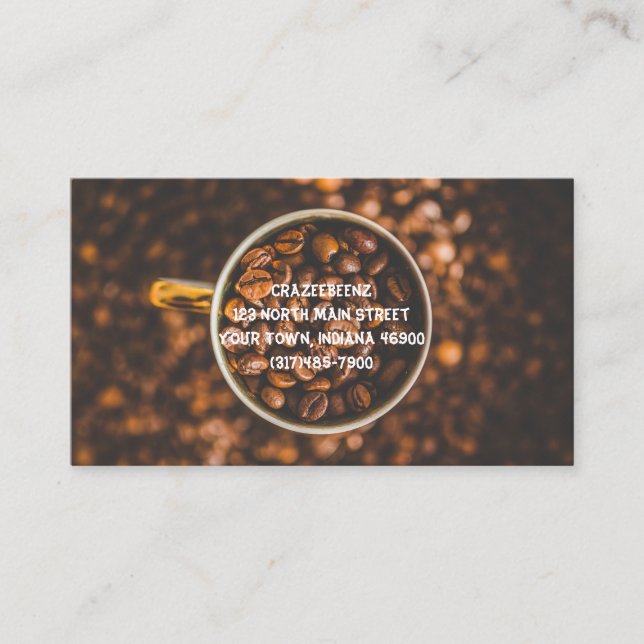Custom Coffee Beans Coffee Shop Punch And Business Card (Front)