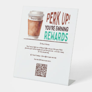 Custom Coffee Cafe Loyalty Pedestal Sign