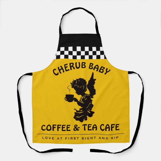 Custom Coffee Cherub Angel Cafe Employee Apron (Front)
