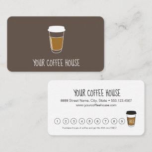 Custom coffee house company brown loyalty card