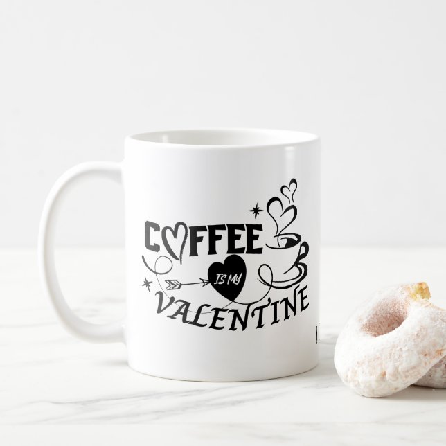 Custom Coffee Lover Heart Arrow Valentine Mug (With Donut)