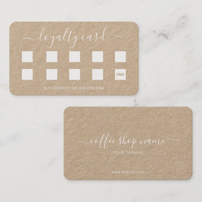 Custom Coffee Loyalty Card Simple Classic Script (Front/Back)