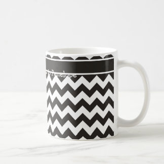 Custom Coffee Mug, Black and White Chevrons Mug