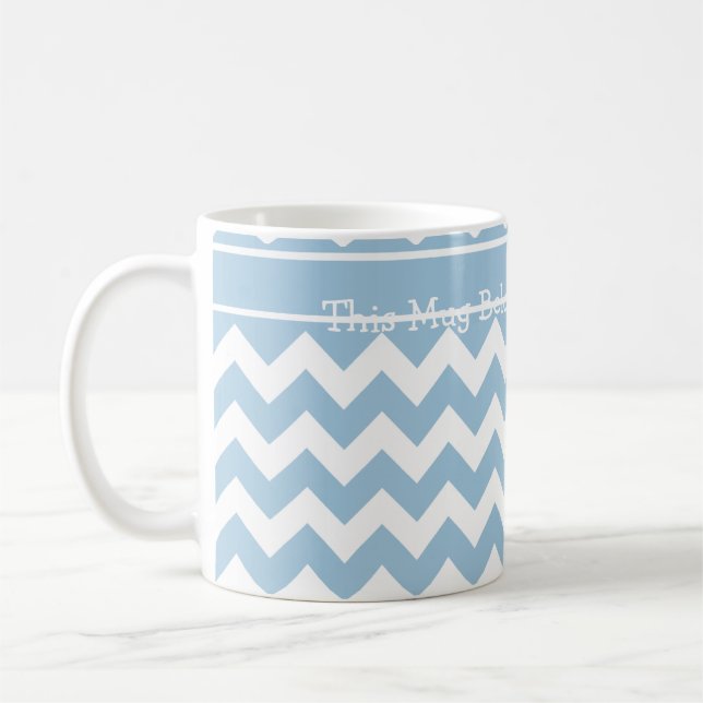 Custom Coffee Mug, Blue and White Chevrons Coffee Mug (Left)