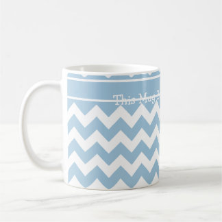 Custom Coffee Mug, Blue and White Chevrons Mug