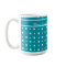 Custom Coffee Mug, Polka Dots, White on Teal