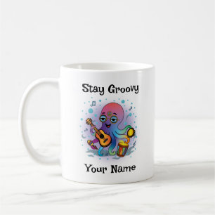 Custom Coffee Mug   Retro Octopus   Name & Text