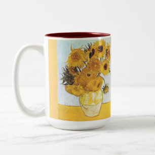 custom coffee mugs--van gogh's sunflowers Two-Tone coffee mug
