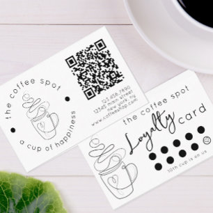 Custom Coffee Shop Add Your Logo Modern Loyalty Business Card