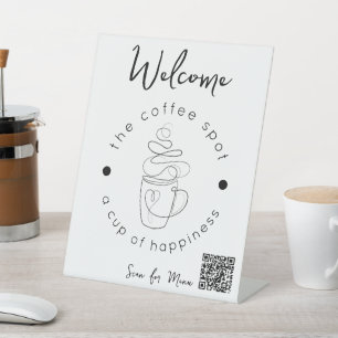 Custom Coffee Shop Add Your Logo Modern Minimalist Pedestal Sign
