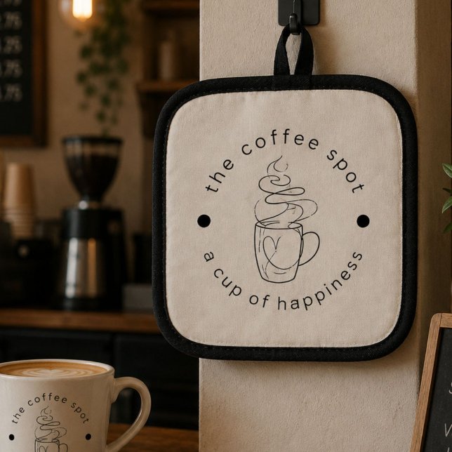 Custom Coffee Shop Add Your Logo Modern Minimalist Pot Holder (Creator Uploaded)