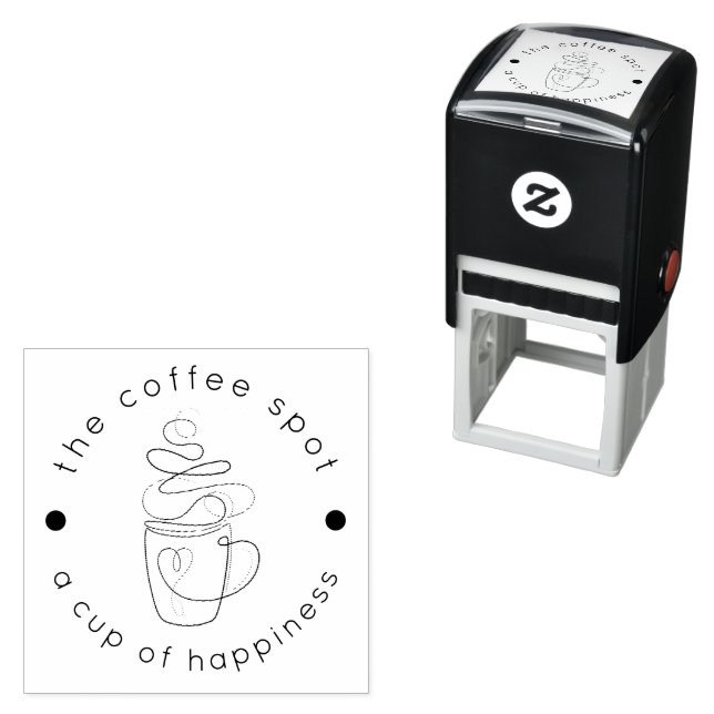 Custom Coffee Shop Add Your Logo Modern Minimalist Self-inking Stamp (In Situ)