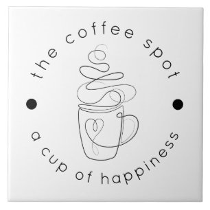 Custom Coffee Shop Add Your Logo Modern Minimalist Tile