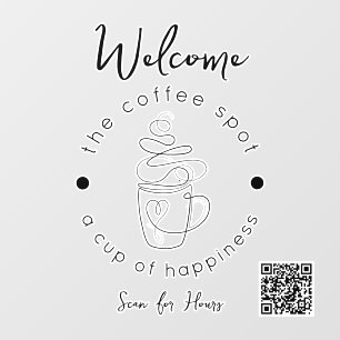 Custom Coffee Shop Add Your Logo Modern Minimalist Window Cling