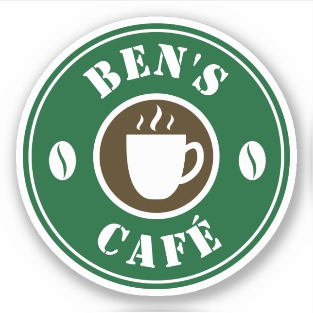 Custom coffee shop business logo vinyl stickers (Front)