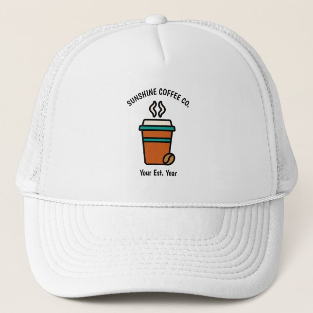 Custom Coffee Shop Business Trucker Hat (Front)