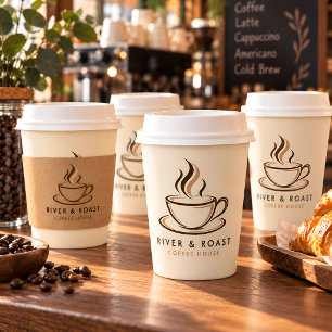 Custom Coffee Shop Logo Personalised Paper Cups