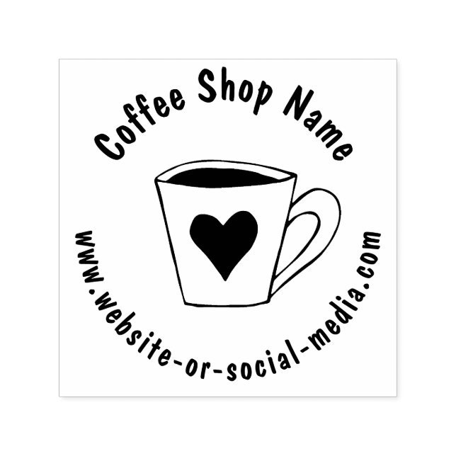 Custom Coffee Shop Name and Website Promotional Self-inking Stamp (Design)