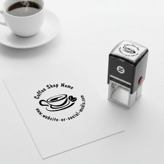 Custom Coffee Shop Name and Website Self-inking Stamp