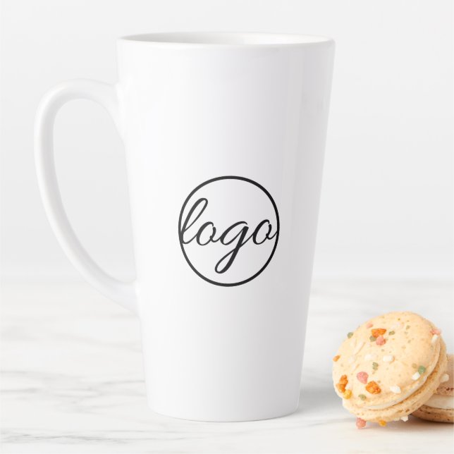 Custom Coffee Shop Restaurant Business Logo Latte Mug (In Situ)