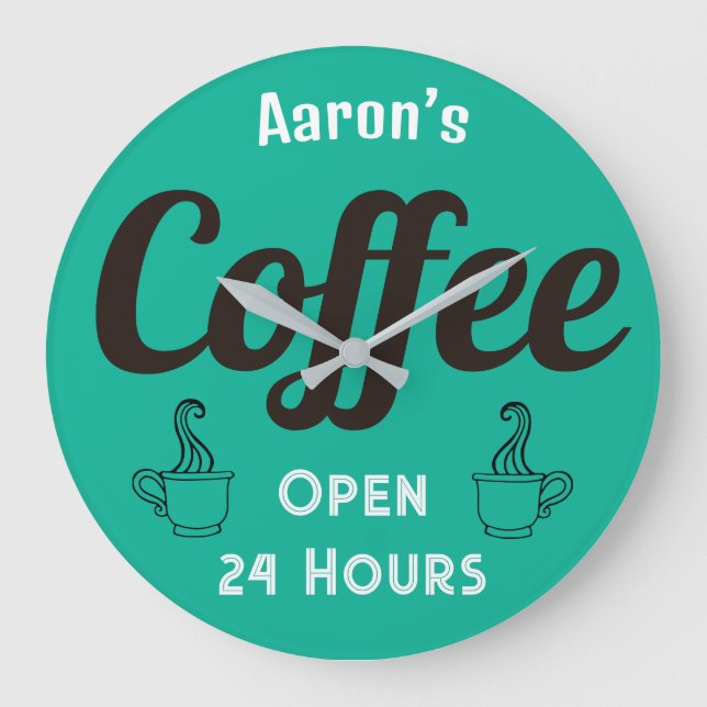 Custom Coffee Shop Sign Clock (Front)