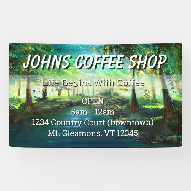 Custom Coffee Shop Signage Banner (Horizontal)