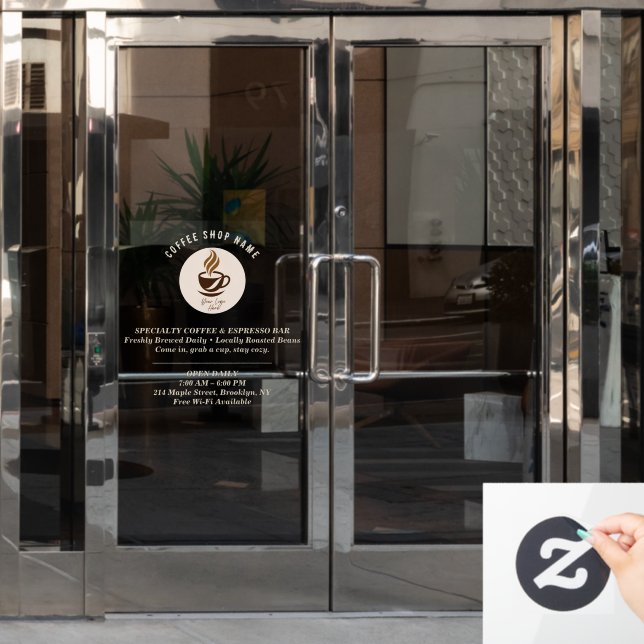 Custom Coffee Shop Window Cling – Personalized  (Office Door)