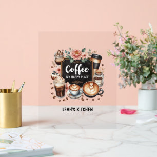 ☕Custom Coffeecore Kitchen Cafe Coffee Happy Place Acrylic Sign