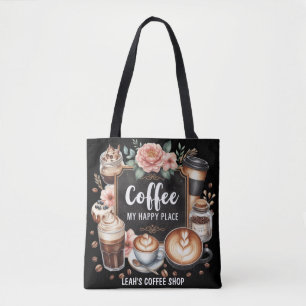 ☕Custom Coffeecore Kitchen Cafe Coffee Happy Place Tote Bag