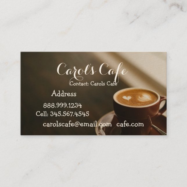 Custom Coffeehouse Cafe Coffee Shop Business Card (Front)