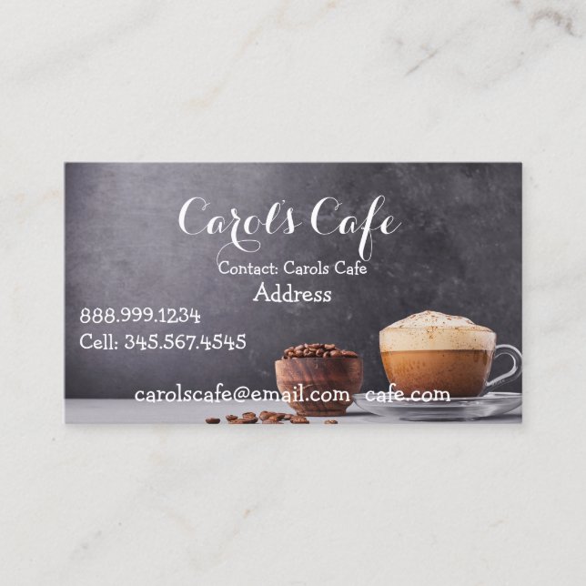 Custom Coffeehouse Cafe Coffee Shop Business Card (Front)