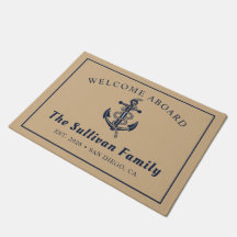 Custom Coir Nautical Welcome Aboard Family Name